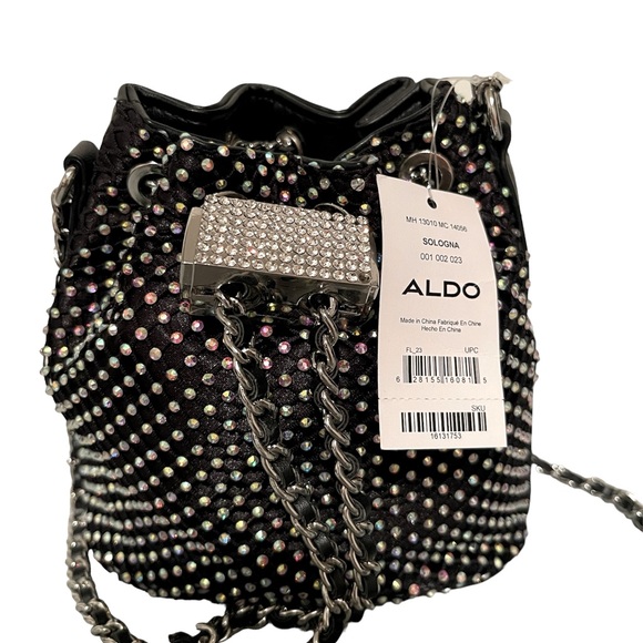 NWT Aldo Mini Rhinestone Crossbody Bucket Bag - Picture 3 of 7